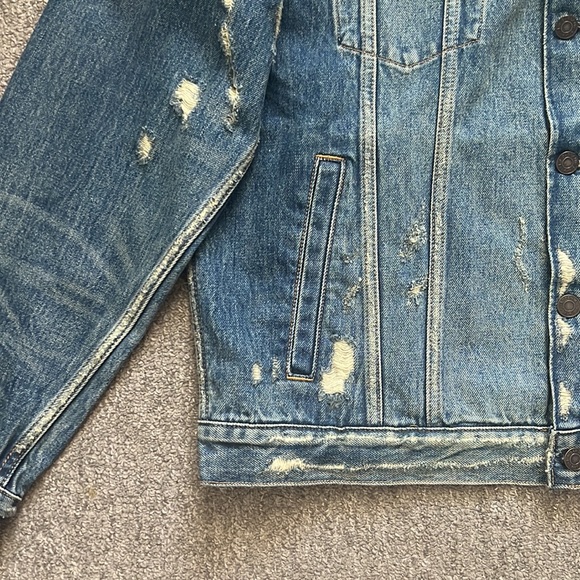 NWOT GAP 1969 Mens Denim Jacket Distressed Indigo Size XL - Picture 6 of 15